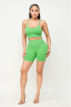 FN5049<br/>WASHED SEAMLESS BASIC TANK AND SHORTS SET